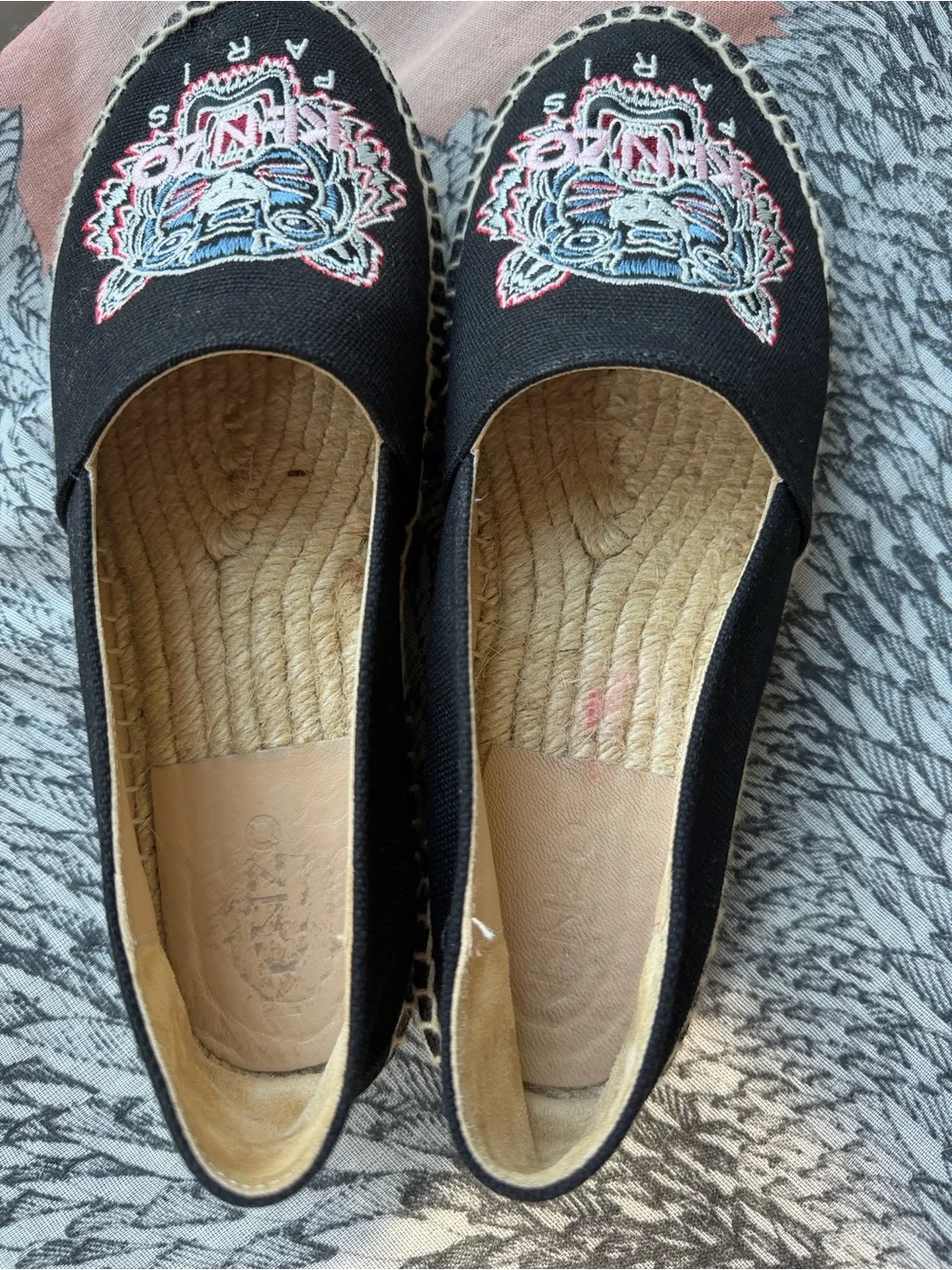 Kenzo Tiger Embroidered Espadrilles Black Made in Spain